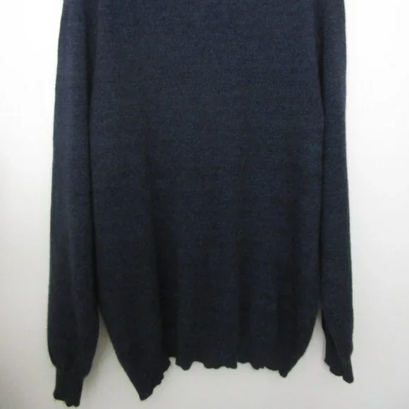 CASHMERE 1/4 Zip Pullover Sweater Heathered Navy Black